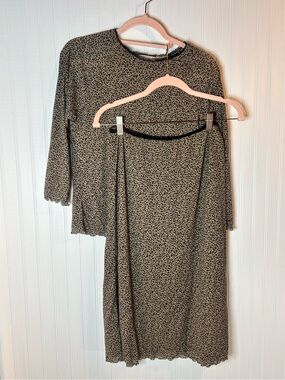 Vintage leopard Print Long Sleeve Top and Skirt Set vintage Kathie Lee Neutral